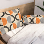 Mid Century Decor 548 Beige Black Gray and Orange Pillow Sham Gallery Image 2