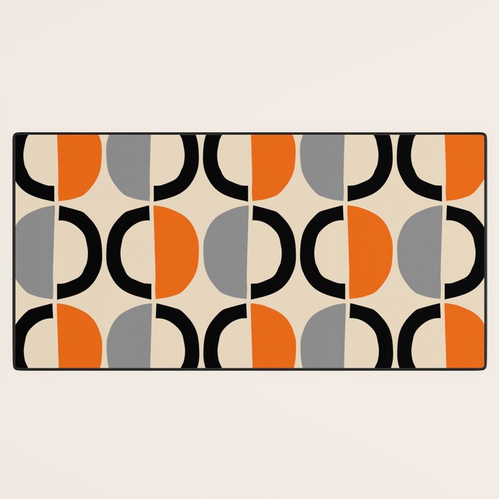 Mid Century Decor 548 Beige Black Gray and Orange Desk Mat Gallery Image 3