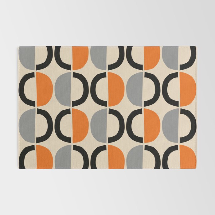 Mid Century Decor 548 Beige Black Gray and Orange Rug Gallery Image 2