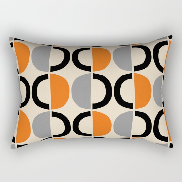 Mid Century Decor 548 Beige Black Gray and Orange Rectangular Pillow Gallery Image 1
