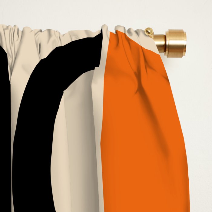 Mid Century Decor 548 Beige Black Gray and Orange Window Curtain Gallery Image 2