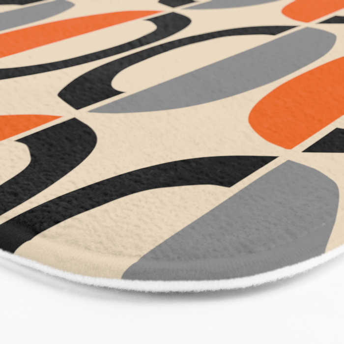 Mid Century Decor 548 Beige Black Gray and Orange Bath Mat Gallery Image 3