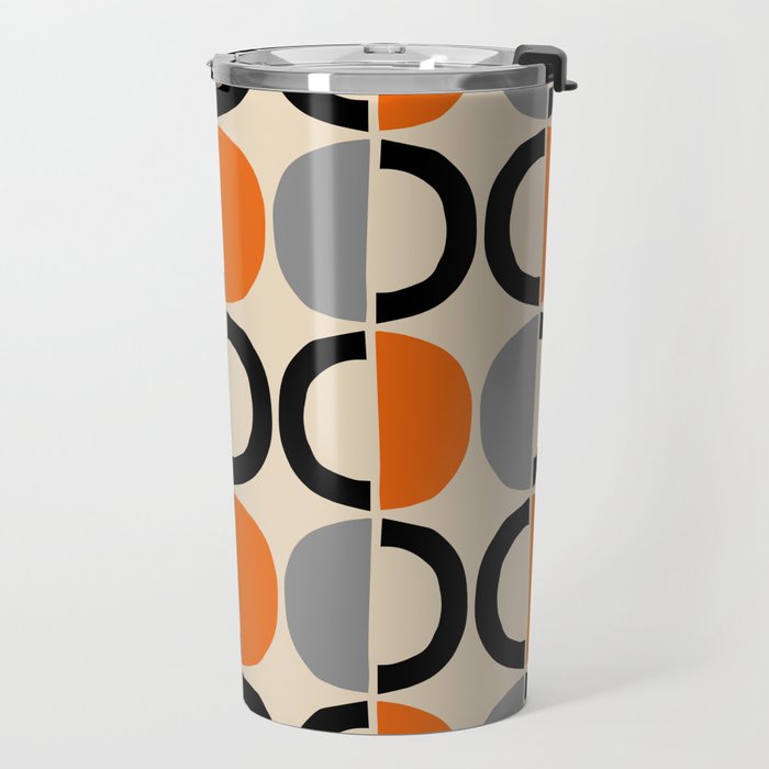Mid Century Decor 548 Beige Black Gray and Orange Travel Mug Gallery Image 2