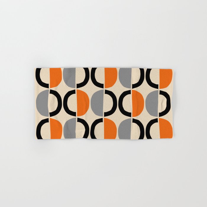 Mid Century Decor 548 Beige Black Gray and Orange Bath Towel Gallery Image 1
