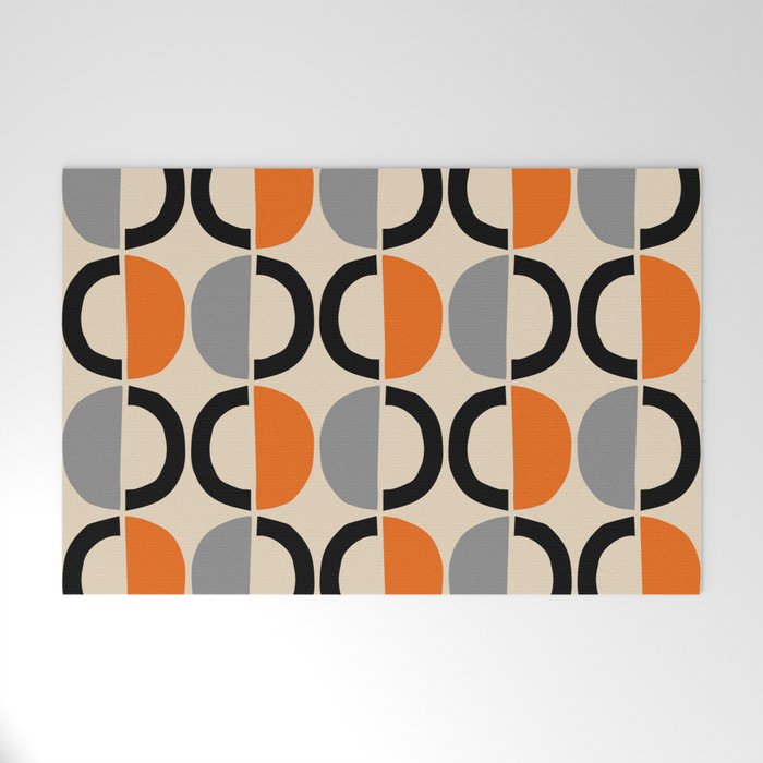 Mid Century Decor 548 Beige Black Gray and Orange Welcome Mat Gallery Image 1