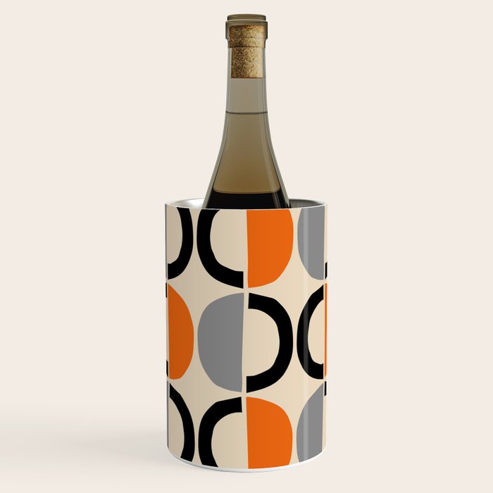 Mid Century Decor 548 Beige Black Gray and Orange Wine Chiller Gallery Image 1