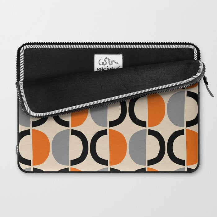 Mid Century Decor 548 Beige Black Gray and Orange Laptop Sleeve Gallery Image 2