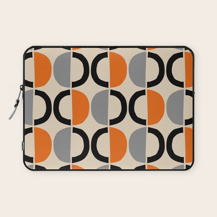 Mid Century Decor 548 Beige Black Gray and Orange Laptop Sleeve Gallery Image 1