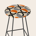 Mid Century Decor 548 Beige Black Gray and Orange Stool Gallery Image 2