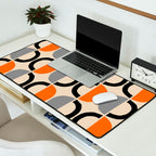 Mid Century Decor 548 Beige Black Gray and Orange Desk Mat Gallery Image 2