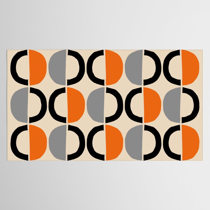 Mid Century Decor 548 Beige Black Gray and Orange Tablecloth Gallery Image 2