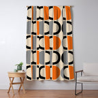 Mid Century Decor 548 Beige Black Gray and Orange Window Curtain Gallery Image 5