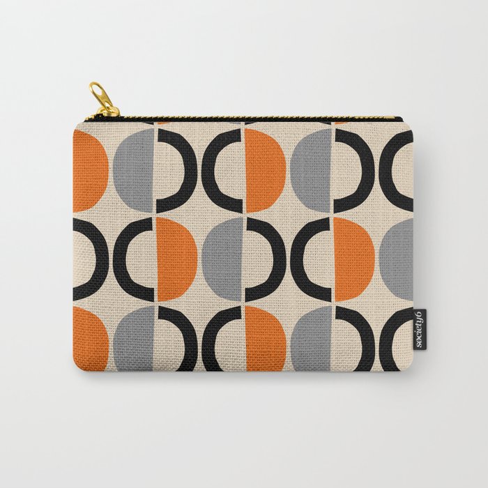 Mid Century Decor 548 Beige Black Gray and Orange Carry All Pouch Gallery Image 1