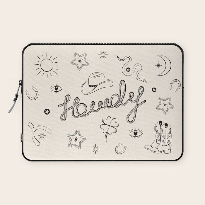 Howdy. Black and White Good Luck Charms Laptop Sleeve Gallery Image 1