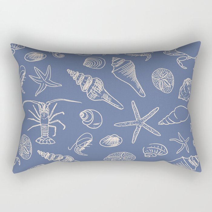 Seahorse Ocean Nautical Coastal Serenity Blue  Rectangular Pillow Gallery Image 2