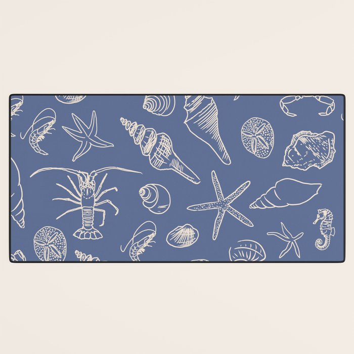 Seahorse Ocean Nautical Coastal Serenity Blue  Desk Mat Gallery Image 3