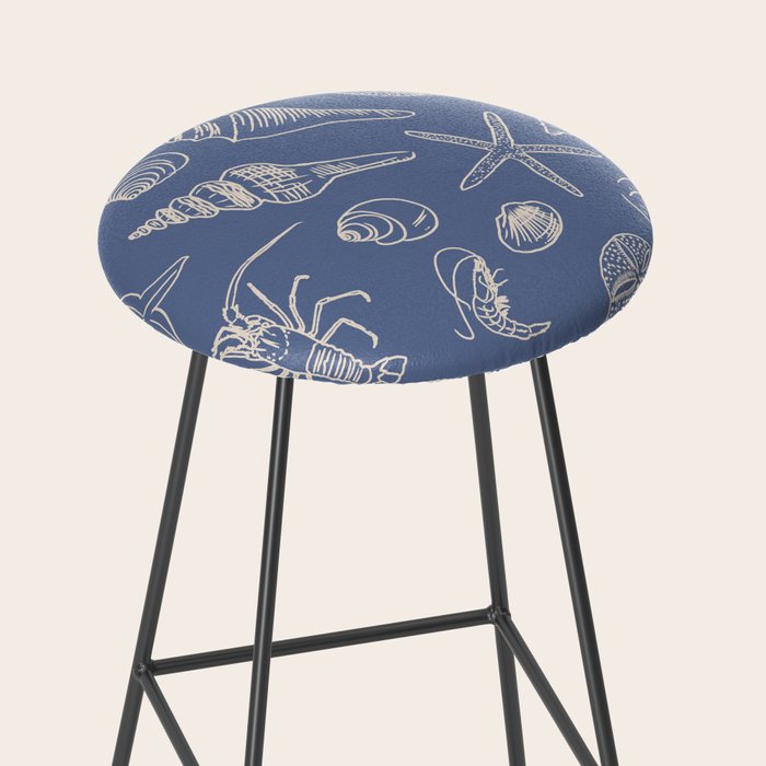 Seahorse Ocean Nautical Coastal Serenity Blue  Stool Gallery Image 2