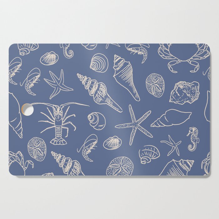 Seahorse Ocean Nautical Coastal Serenity Blue  Cutting Board Gallery Image 1
