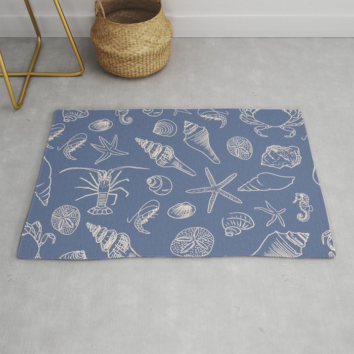 Seahorse Ocean Nautical Coastal Serenity Blue  Rug Gallery Image 1