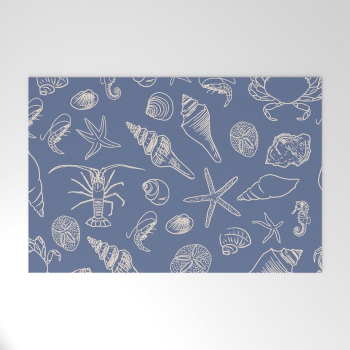 Seahorse Ocean Nautical Coastal Serenity Blue  Welcome Mat Gallery Image 1