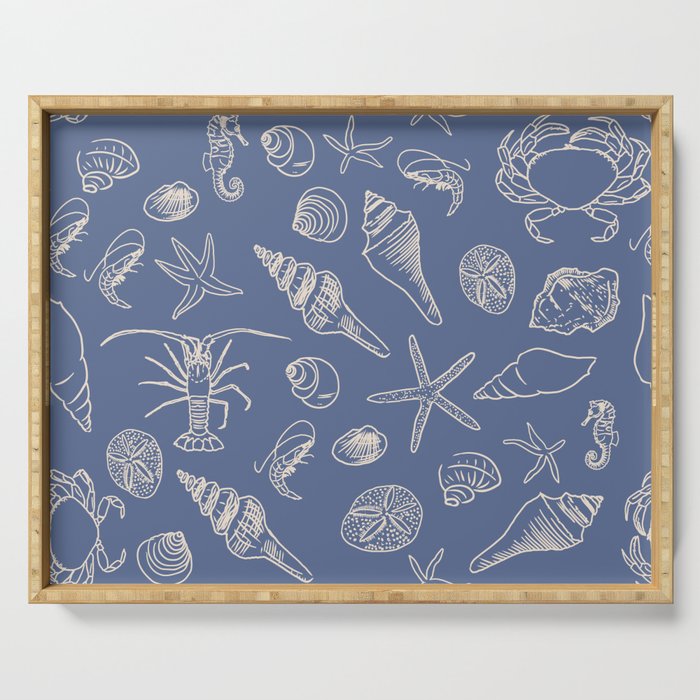 Seahorse Ocean Nautical Coastal Serenity Blue  Serving Tray Gallery Image 1