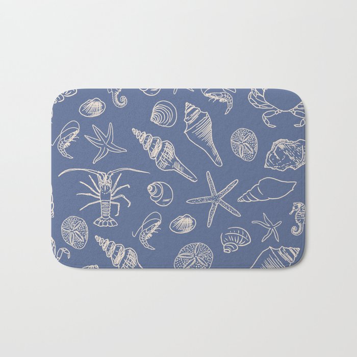 Seahorse Ocean Nautical Coastal Serenity Blue  Bath Mat Gallery Image 1