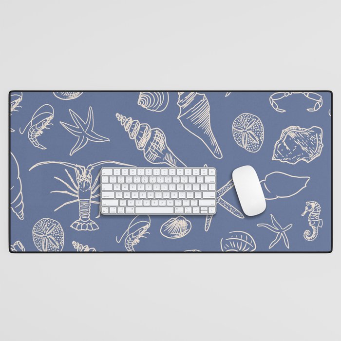 Seahorse Ocean Nautical Coastal Serenity Blue  Desk Mat Gallery Image 1