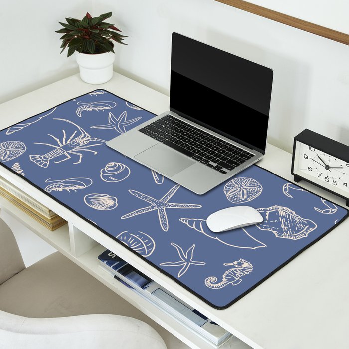 Seahorse Ocean Nautical Coastal Serenity Blue  Desk Mat Gallery Image 2