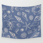Seahorse Ocean Nautical Coastal Serenity Blue  Wall Tapestry Gallery Image 4