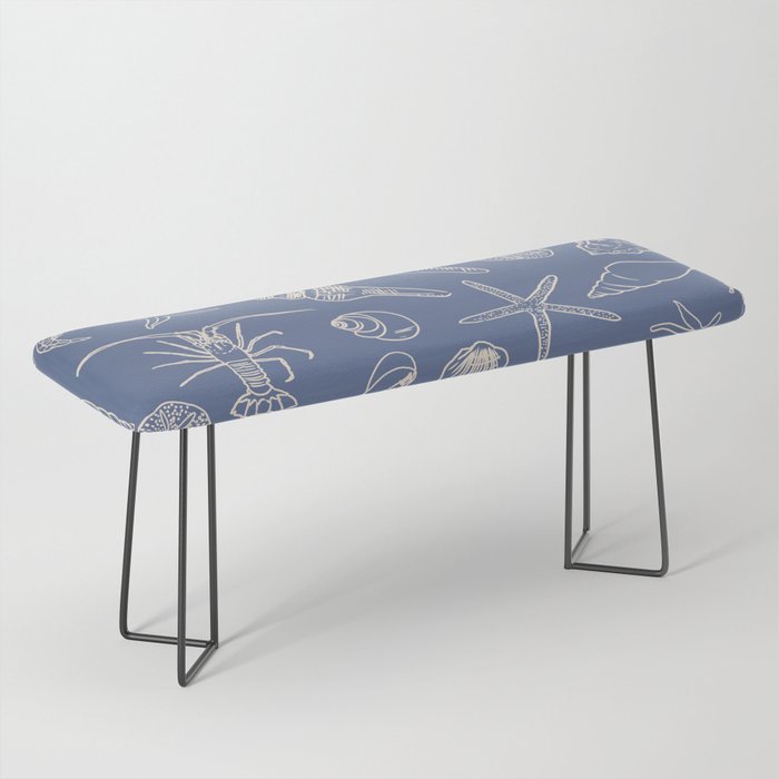 Seahorse Ocean Nautical Coastal Serenity Blue  Bench Gallery Image 1