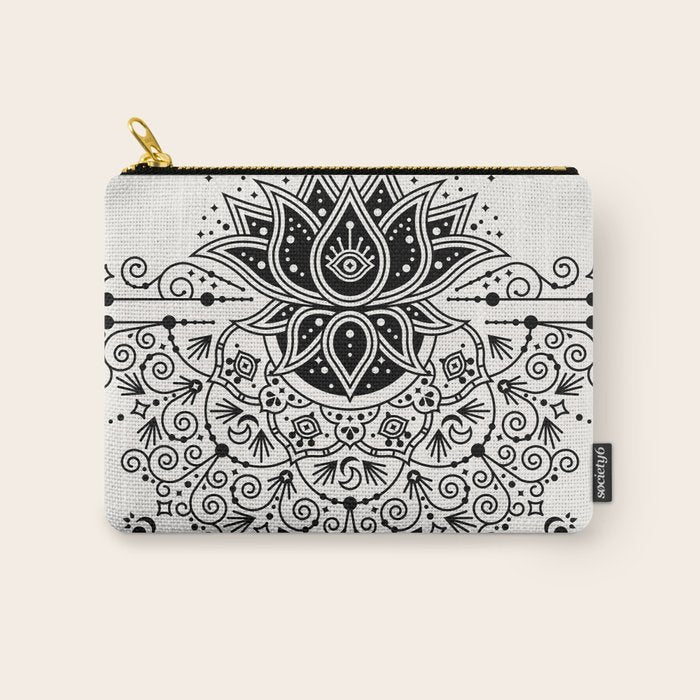 Lotus Blossom Mandala - Black Palette Carry All Pouch Gallery Image 1