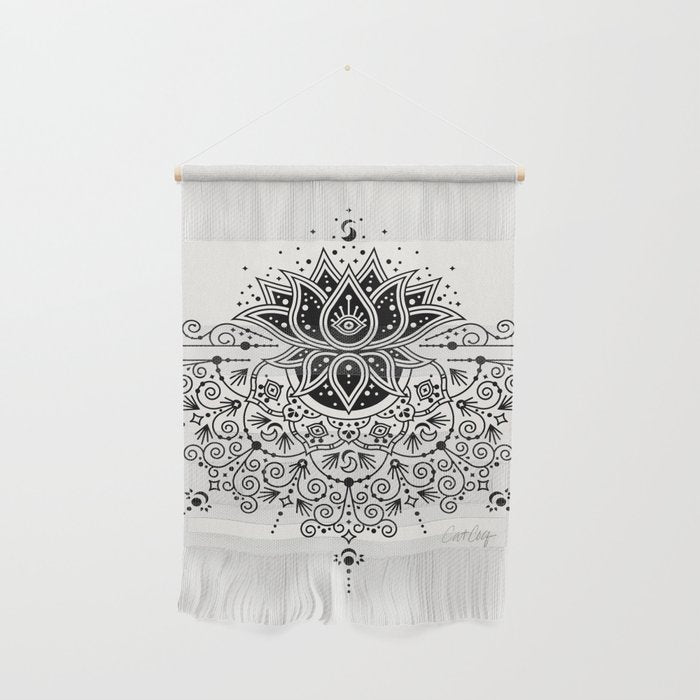 Lotus Blossom Mandala - Black Palette Wall Hanging Gallery Image 1