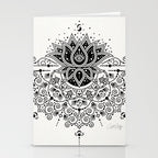 Lotus Blossom Mandala - Black Palette Stationery Card Gallery Image 2