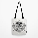 Lotus Blossom Mandala - Black Palette Tote Bag Gallery Image 2