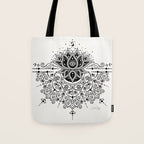 Lotus Blossom Mandala - Black Palette Tote Bag Gallery Image 1