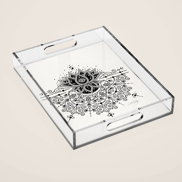 Lotus Blossom Mandala - Black Palette Acrylic Tray Gallery Image 1