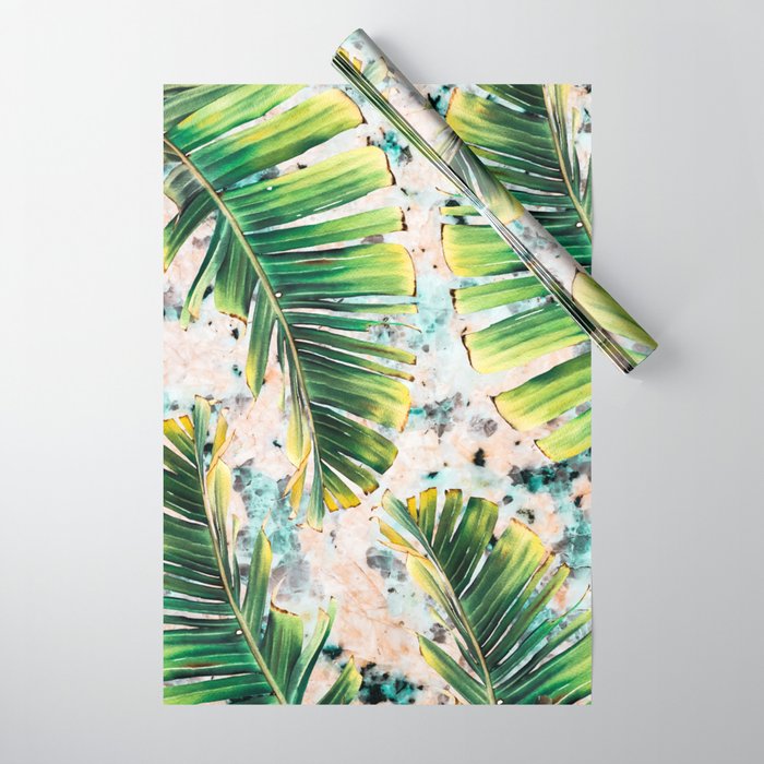 Palm leaf on marble 01 Wrapping Paper Gallery Image 1