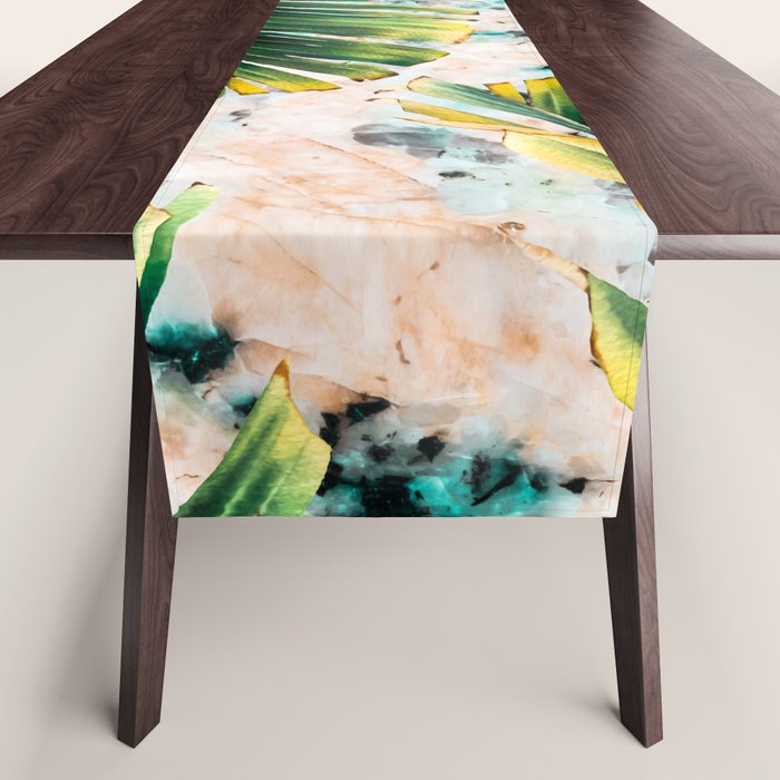 Palm leaf on marble 01 Table Runner Gallery Image 1
