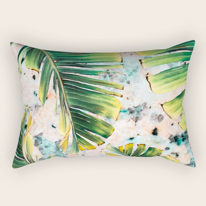 Palm leaf on marble 01 Rectangular Pillow Gallery Image 1