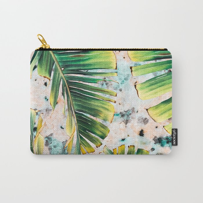 Palm leaf on marble 01 Carry All Pouch Gallery Image 1