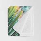 Palm leaf on marble 01 Throw Blanket Gallery Image 3