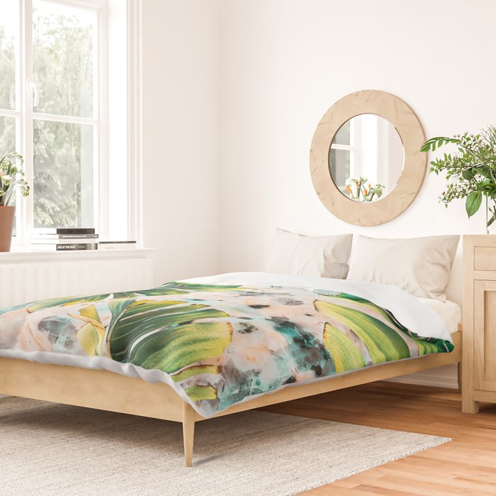 Palm leaf on marble 01 Duvet Cover Gallery Image 2