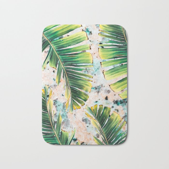 Palm leaf on marble 01 Bath Mat Gallery Image 1