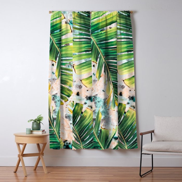 Palm leaf on marble 01 Window Curtain Gallery Image 1