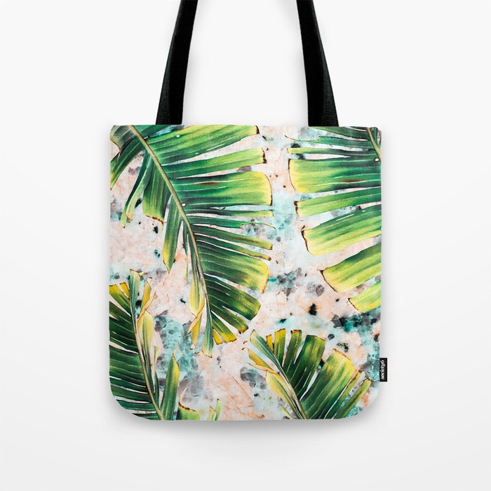 Palm leaf on marble 01 Tote Bag Gallery Image 1