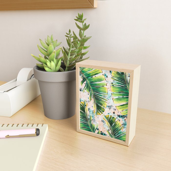 Palm leaf on marble 01 Mini Art Print Gallery Image 2