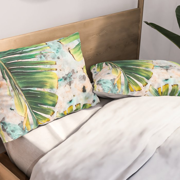 Palm leaf on marble 01 Pillow Sham Gallery Image 2