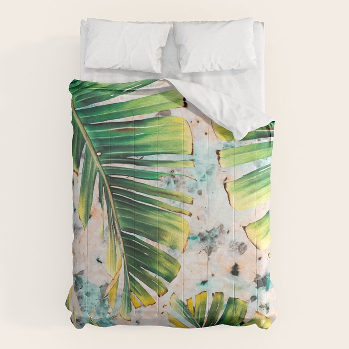 Palm leaf on marble 01 Comforter Gallery Image 1