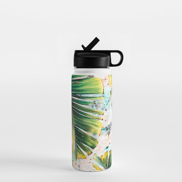 Palm leaf on marble 01 Water Bottle Gallery Image 1