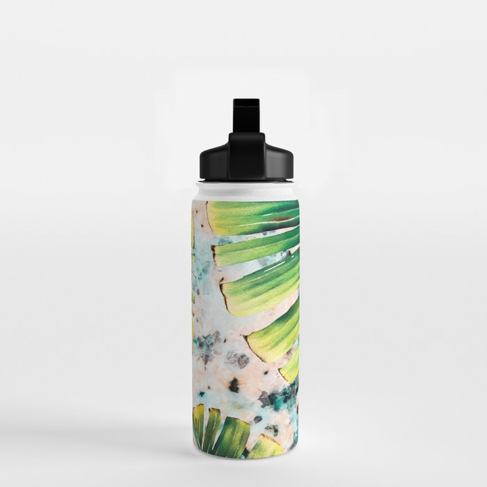 Palm leaf on marble 01 Water Bottle Gallery Image 2